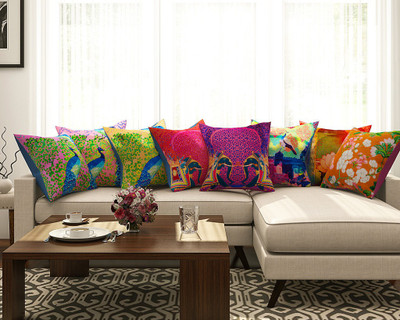 

SEJ by Nisha Gupta Abstract Cushions Cover(Pack of 8, 40.64 cm*40.64 cm, Multicolor)
