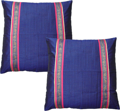 

HOME SHINE Striped Cushions Cover(Pack of 2, 60 cm*60 cm, Blue)