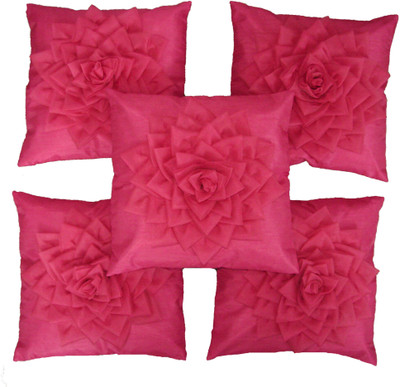 

HOME SHINE Floral Cushions Cover(Pack of 5, 40 cm*40 cm, Pink)