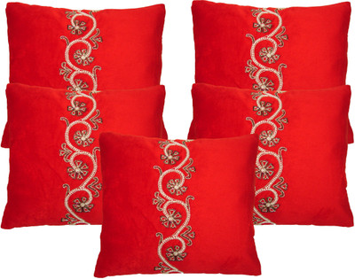 

HOME SHINE Embroidered Cushions Cover(Pack of 5, 40 cm*40 cm, Red)