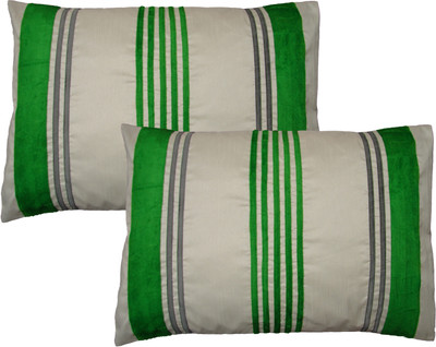 

HOME SHINE Striped Pillows Cover(Pack of 2, 50 cm*70 cm, Green)