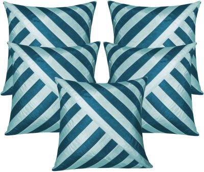 ZIKRAK EXIM Striped Cushions Cover(Pack of 5, 40 cm*40 cm, Blue, Light Blue)