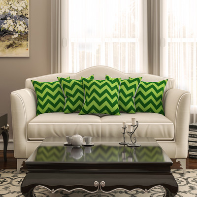 

SEJ by Nisha Gupta Geometric Cushions Cover(Pack of 5, 40.64 cm*40.64 cm, Green)