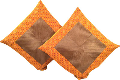 

Minky's Decor Geometric Cushions Cover(Pack of 2, 40 cm*40 cm, Brown, Yellow)