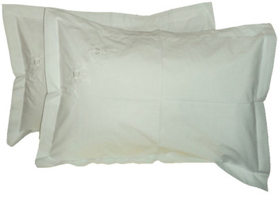 

Amita Home Furnishing Embroidered Pillows Cover(Pack of 2, 43 cm*69 cm, White)