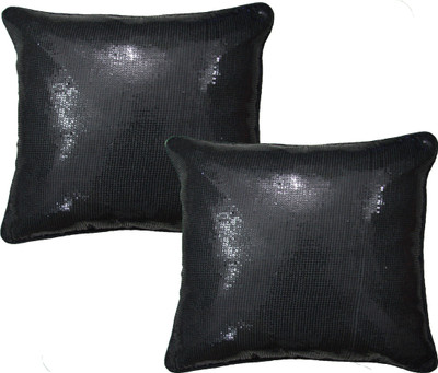 

HOME SHINE Embroidered Cushions Cover(Pack of 2, 40 cm*40 cm, Black)