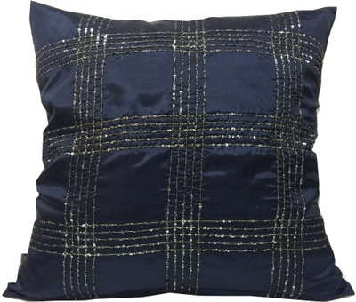 

SWHF Embroidered Cushions Cover(Pack of 2, 50 cm*50 cm, Blue, Silver)