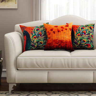 

SEJ by Nisha Gupta Abstract Cushions Cover(Pack of 3, 40.64 cm*40.64 cm, Multicolor)