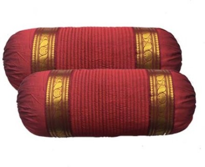 MS Enterprises Polyester Bolsters Cover(Pack of 2, 80 cm*40 cm, Maroon)