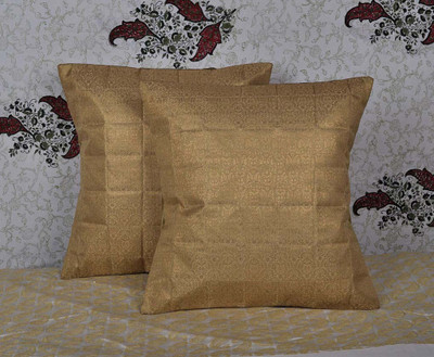 Lal Haveli Silk Cushions Cover(41 cm*41 cm, Pack of 2, Beige)