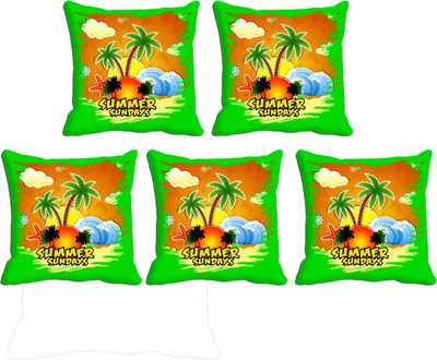 

IndiWeaves Printed Cushions Cover(Pack of 5, 30 cm*30 cm, Purple, Green), Green;purple