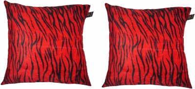 Lushomes Polyester Cushions Cover(Pack of 2, 40 cm*40 cm, Red, Black)