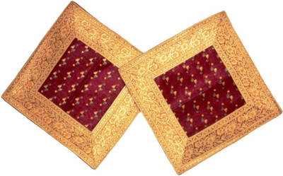 

Baba Handicraft Embroidered Cushions Cover(Pack of 2, 41 cm*41 cm, Orange, Gold), Gold;orange