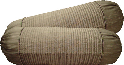 

HOME SHINE Striped Bolsters Cover(Pack of 2, 40 cm*95 cm, Silver)