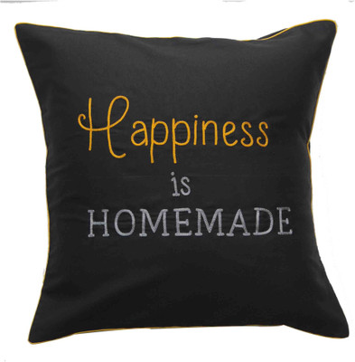 

Band Box Embroidered Cushions Cover(40.64 cm*40.64 cm, Black)