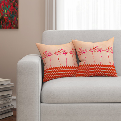 

SEJ by Nisha Gupta Abstract Cushions Cover(Pack of 2, 40.64 cm*40.64 cm, Beige)