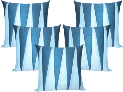 ZIKRAK EXIM Floral Cushions Cover(Pack of 5, 40 cm*40 cm, Blue, Light Blue)