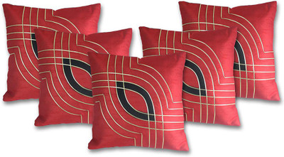 

Veer Creations Abstract Cushions Cover(Pack of 5, 40 cm*40 cm, Red, Black), Black;red