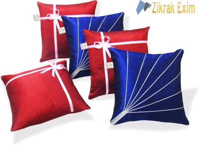 ZIKRAK EXIM Self Design Cushions Cover(Pack of 5, 40 cm*40 cm, Maroon, Blue)