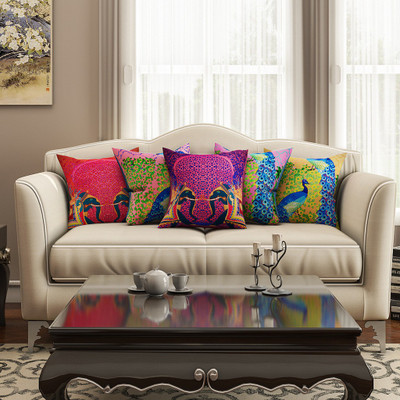 

SEJ by Nisha Gupta Abstract Cushions Cover(Pack of 5, 40.64 cm*40.64 cm, Multicolor)