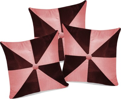 ZIKRAK EXIM Floral Cushions Cover(Pack of 3, 40 cm*40 cm, Brown, Pink)