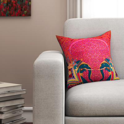 

SEJ by Nisha Gupta Abstract Cushions Cover(40.64 cm*40.64 cm, Orange)