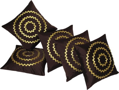 ZIKRAK EXIM Printed Cushions Cover(Pack of 5, 40 cm*40 cm, Brown, Gold)