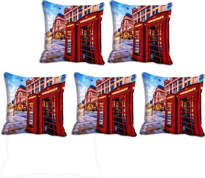 

IndiWeaves Printed Cushions Cover(Pack of 5, 40 cm*40 cm, Purple, Yellow)