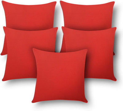 

First Row Plain Cushions Cover(Pack of 5, 40 cm, Red)