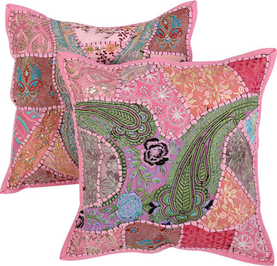 

Rajrang Floral Cushions Cover(Pack of 2, 43 cm*43 cm, Pink)