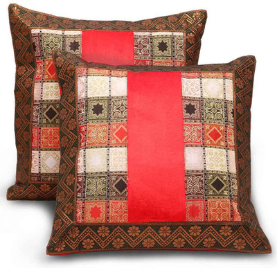 

Kaarigar Embroidered Cushions Cover(Pack of 2, 40.64 cm*40.64 cm, Red)