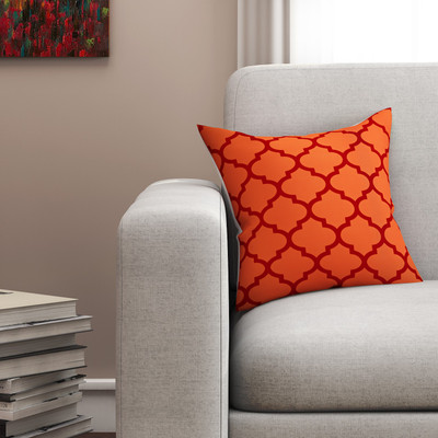 

SEJ by Nisha Gupta Geometric Cushions Cover(40.64 cm*40.64 cm, Orange)