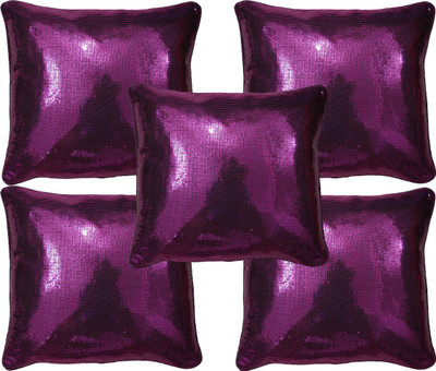 

HOME SHINE Embroidered Cushions Cover(Pack of 5, 40 cm*40 cm, Purple)