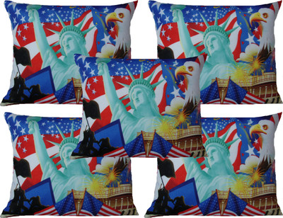 

HOME SHINE Printed Cushions Cover(Pack of 5, 40 cm*40 cm, Blue)