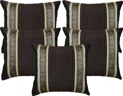 

HOME SHINE Striped Cushions Cover(Pack of 5, 40 cm*40 cm, Brown)