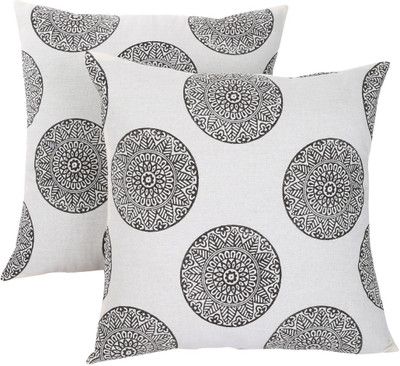 

Rajrang Floral Cushions Cover(Pack of 2, 46 cm*46 cm, White)