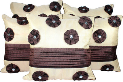 

Mysha Floral Cushions Cover(Pack of 5, 41 cm*41 cm, Beige, Brown)
