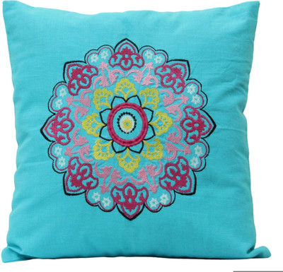 

Elan Embroidered Cushions Cover(40 cm*40 cm, Blue)