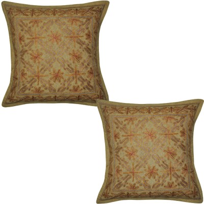 Lal Haveli Cotton Cushions Cover(Pack of 2, 41 cm*41 cm, Brown)