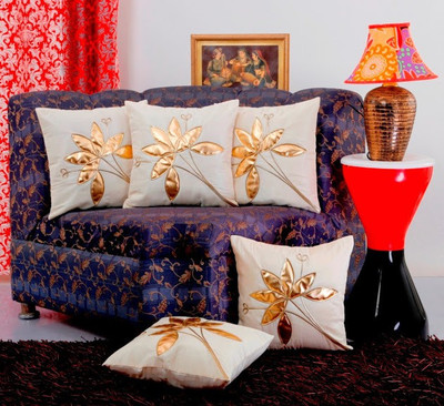 36% OFF on Dekor World Floral Cushions Cover(Pack of 5, 40 cm*40 cm, White)