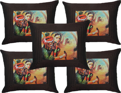HOME SHINE Printed Cushions Cover(Pack of 5, 40.64 cm*40.64 cm, Brown)
