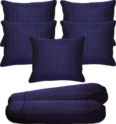 

HOME SHINE Striped Cushions Cover(Pack of 7, 40 cm*40 cm, Blue)