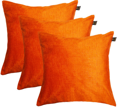 

Lushomes Self Design Cushions Cover(Pack of 3, 30 cm, Orange)
