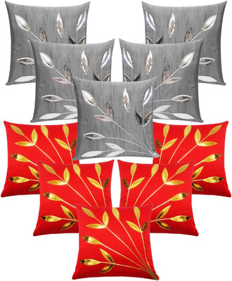 57% OFF on ZIKRAK EXIM Floral Cushions Cover(Pack of 10, 30 cm*30 cm, Silver, Red)