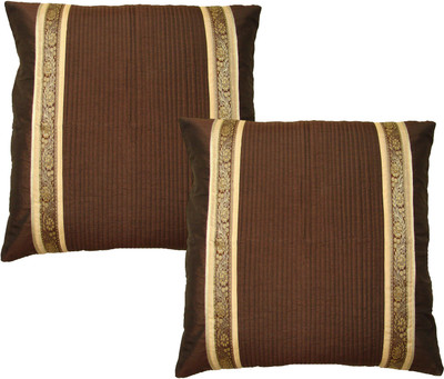 

HOME SHINE Striped Cushions Cover(Pack of 2, 60 cm*60 cm, Brown)