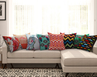 

SEJ by Nisha Gupta Abstract Cushions Cover(Pack of 8, 40.64 cm*40.64 cm, Multicolor)