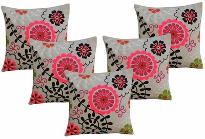 45% OFF on Dekor World Floral Cushions Cover(Pack of 5, 16 cm*16 cm, Pink, Grey)