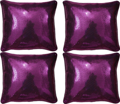 

HOME SHINE Embroidered Cushions Cover(Pack of 4, 40 cm*40 cm, Purple)
