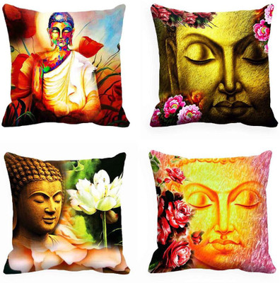 78% OFF on meSleep Printed Cushions Cover(Pack of 4, 40.64 cm*40.64 cm, Multicolor)