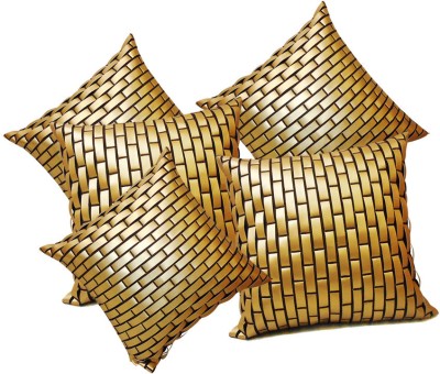 ZIKRAK EXIM Embroidered Cushions Cover(Pack of 5, 40 cm*40 cm, Gold)